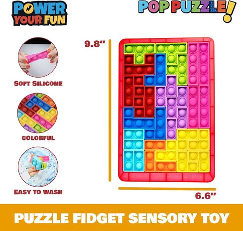 لعبة Power Your Fun Pop Puzzle Popper Fidget - 27 قطعة من لعبة ألغاز الصور المقطوعة Pop Push It Bubble ألعاب التململ الحسية للتعلم، وتخفيف التوتر من السيليكون لعبة ألغاز البوب ​​للأطفال والكبار (أزرق) in Kuwait
