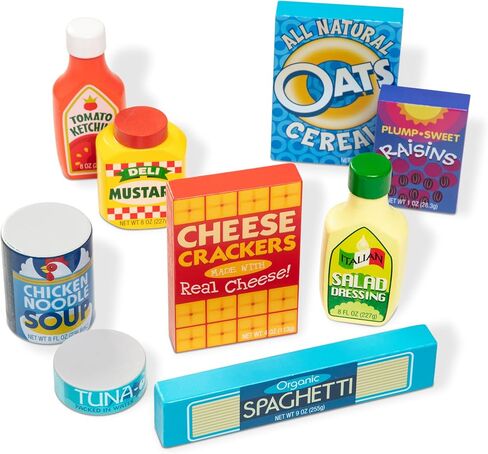 Melissa & Doug Wooden Pantry Products Play Food Set (9 pcs) - Pretend Play Kitchen Accessories, Wooden Play Grocery Sets For Kids Ages 3+ in Saudi Arabia