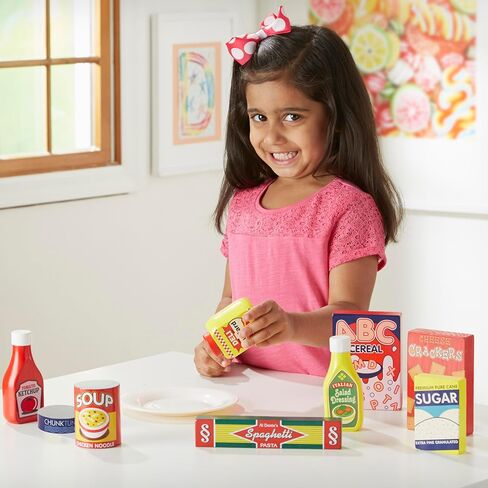 Melissa & Doug Wooden Pantry Products Play Food Set (9 pcs) - Pretend Play Kitchen Accessories, Wooden Play Grocery Sets For Kids Ages 3+ in Saudi Arabia