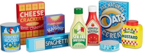 Melissa & Doug Wooden Pantry Products Play Food Set (9 pcs) - Pretend Play Kitchen Accessories, Wooden Play Grocery Sets For Kids Ages 3+ in Saudi Arabia