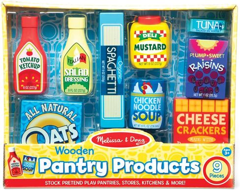 Melissa & Doug Wooden Pantry Products Play Food Set (9 pcs) - Pretend Play Kitchen Accessories, Wooden Play Grocery Sets For Kids Ages 3+ in Saudi Arabia