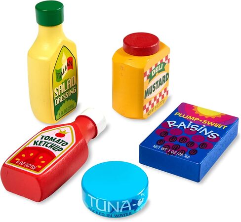 Melissa & Doug Wooden Pantry Products Play Food Set (9 pcs) - Pretend Play Kitchen Accessories, Wooden Play Grocery Sets For Kids Ages 3+ in Saudi Arabia