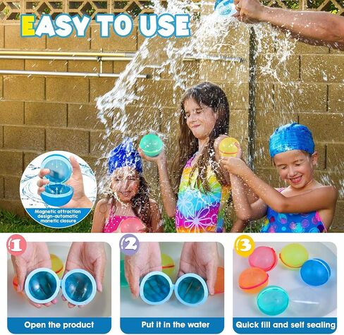 12PCS Reusable Water Balloons - Quick Fill Water Balls Toys For Toddler Age 4-8 - Refillable Self-Sealing Water Splash Bomb For Summer Party Pool Outdoor Beach Toys for kids Age 8-12 in Kuwait