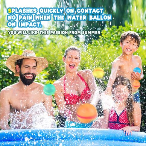12PCS Reusable Water Balloons - Quick Fill Water Balls Toys For Toddler Age 4-8 - Refillable Self-Sealing Water Splash Bomb For Summer Party Pool Outdoor Beach Toys for kids Age 8-12 in Kuwait
