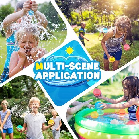 12PCS Reusable Water Balloons - Quick Fill Water Balls Toys For Toddler Age 4-8 - Refillable Self-Sealing Water Splash Bomb For Summer Party Pool Outdoor Beach Toys for kids Age 8-12 in Kuwait