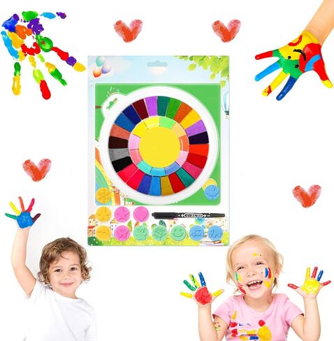 مجموعة طلاء اصابع قابلة للغسل للاطفال، مجموعة رسم اصابع مضحكة مكونة من 36 لون مع كتاب للاطفال الصغار، العاب رسم الاصابع للاطفال in Kuwait