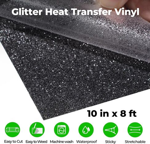 Glitter Heat Transfer Vinyl Bundle, 30 Pack 12"x 10" Glitter HTV Vinyl Sheets, 15 Assorted Color Glitter Iron On Vinyl for T Shirts, Easy to Cut Glitter Vinyl for Heat Transfer, HTV Vinyl for Cricut in Kuwait
