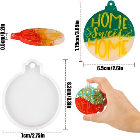 Vellibring 12pcs Christmas Resin Molds Silicone, Epoxy Resin Molds Blue Round Shape Resin Molds Christmas Resin Ornament Molds for Christmas Tree Decorations DIY Craft Keychain Pendant Making in Saudi Arabia