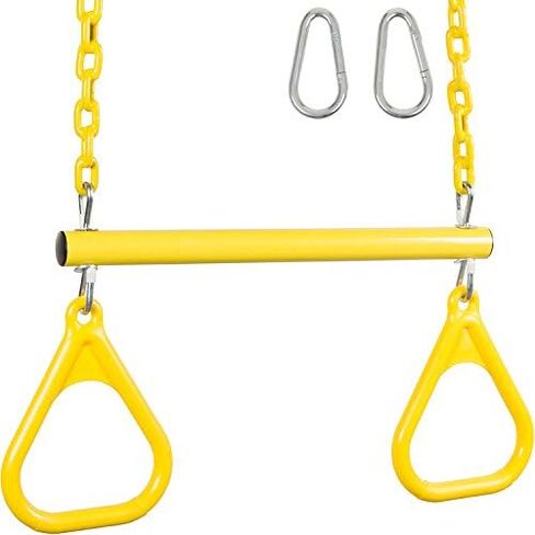 شريط أرجوحة Swing Set Stuff Trapeze مع حلقات وسلسلة مطلية (أصفر) مع ملصق شعار SSS in Saudi Arabia
