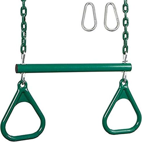Swing Set Stuff Trapeze Bar with Rings and Coated Chain with SSS Logo Sticker, Green in Saudi Arabia