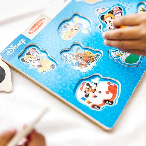 Melissa & Doug Disney Mickey Mouse and Friends Vehicles Sound Puzzle (8 pcs) - Mickey Mouse Toddler Toys, Wooden Sound Puzzles For Toddlers Ages 2+ in Saudi Arabia