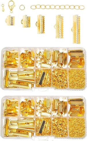 Mandala Crafts Gold Tone Assorted Fold Over Ribbon Clamps, 1000 PCs in Kuwait