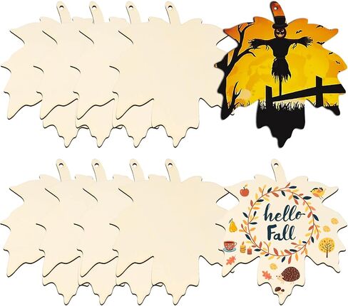 Large Size 7inch Wooden Halloween Thanksgiving Ornaments to Paint, DIY Blank Unfinished Pumpkin Wood Discs Ornament for Crafts Hanging Autumn Decorations 10PCS in Saudi Arabia