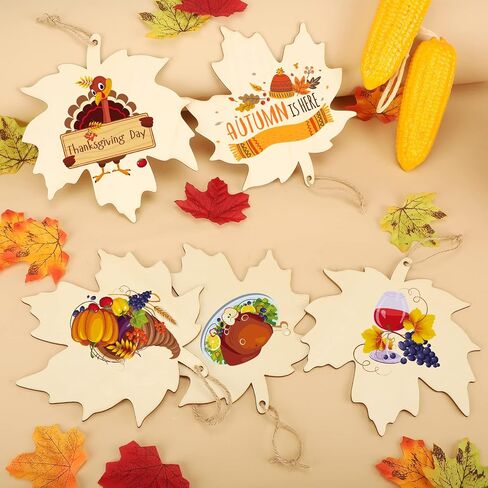Large Size 7inch Wooden Halloween Thanksgiving Ornaments to Paint, DIY Blank Unfinished Pumpkin Wood Discs Ornament for Crafts Hanging Autumn Decorations 10PCS in Saudi Arabia