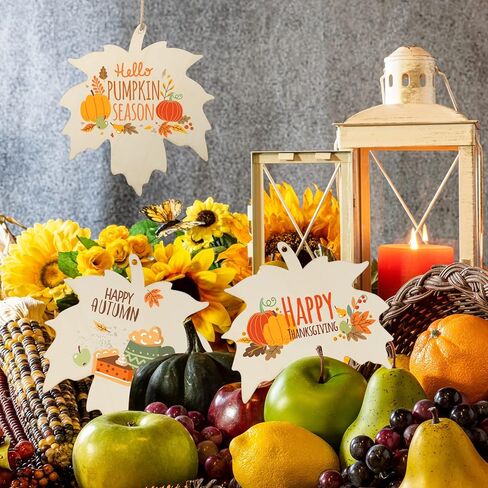 Large Size 7inch Wooden Halloween Thanksgiving Ornaments to Paint, DIY Blank Unfinished Pumpkin Wood Discs Ornament for Crafts Hanging Autumn Decorations 10PCS in Saudi Arabia