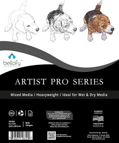 Bellofy Multimedia Sketchbook 100 Sheets | Mixed Media Paper for Drawing & Painting | Drawing Paper for Artists, Beginners & Kids | Sketchbook Mixed Media for Acrylic, Watercolor, Graphite & More in Kuwait