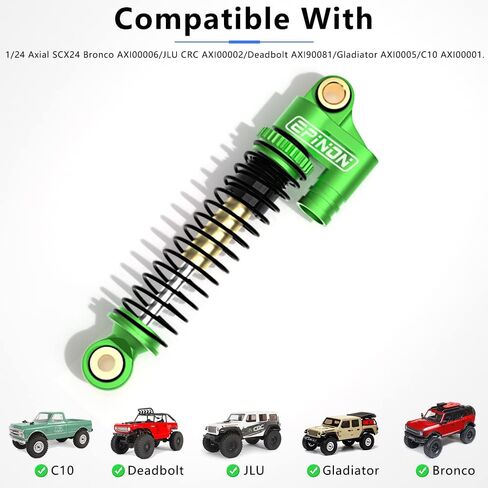 43mm Aluminum Front & Rear Shocks for 1/24 Axial SCX24 Bronco/JLU CRC/Deadbolt/Gladiator /C10 Upgrade Parts (4PCS Black) in Kuwait