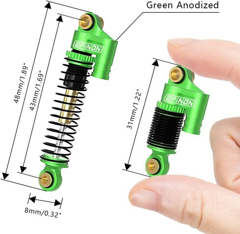 43mm Aluminum Front & Rear Shocks for 1/24 Axial SCX24 Bronco/JLU CRC/Deadbolt/Gladiator /C10 Upgrade Parts (4PCS Black) in Kuwait