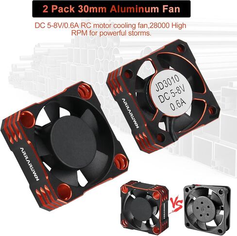 30mm RC Motor Cooling Fan with Motor Heatsink Bracket, Update Parts 28000RPM Twin Metal Cooling Fans for 1/8 1/7 Scale RC Car 4068 4092 4274 Brushless Motors (Diameter Size is 40-42mm) in Kuwait