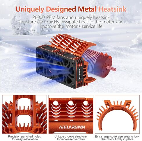 30mm RC Motor Cooling Fan with Motor Heatsink Bracket, Update Parts 28000RPM Twin Metal Cooling Fans for 1/8 1/7 Scale RC Car 4068 4092 4274 Brushless Motors (Diameter Size is 40-42mm) in Kuwait