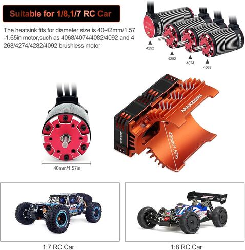 30mm RC Motor Cooling Fan with Motor Heatsink Bracket, Update Parts 28000RPM Twin Metal Cooling Fans for 1/8 1/7 Scale RC Car 4068 4092 4274 Brushless Motors (Diameter Size is 40-42mm) in Kuwait