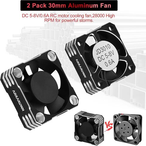 30mm RC Motor Cooling Fan with Motor Heatsink Bracket, Update Parts 28000RPM Twin Metal Cooling Fans for 1/8 1/7 Scale RC Car 4068 4092 4274 Brushless Motors (Diameter Size is 40-42mm) in Kuwait