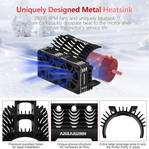 30mm RC Motor Cooling Fan with Motor Heatsink Bracket, Update Parts 28000RPM Twin Metal Cooling Fans for 1/8 1/7 Scale RC Car 4068 4092 4274 Brushless Motors (Diameter Size is 40-42mm) in Kuwait