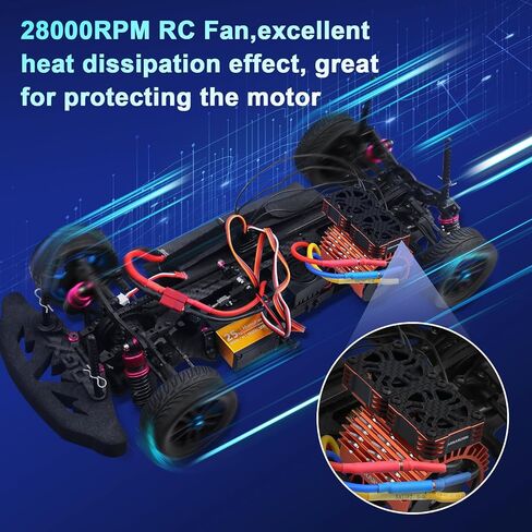30mm RC Motor Cooling Fan with Motor Heatsink Bracket, Update Parts 28000RPM Twin Metal Cooling Fans for 1/8 1/7 Scale RC Car 4068 4092 4274 Brushless Motors (Diameter Size is 40-42mm) in Kuwait