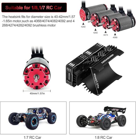 30mm RC Motor Cooling Fan with Motor Heatsink Bracket, Update Parts 28000RPM Twin Metal Cooling Fans for 1/8 1/7 Scale RC Car 4068 4092 4274 Brushless Motors (Diameter Size is 40-42mm) in Kuwait