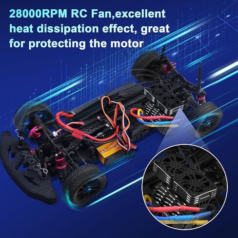 30mm RC Motor Cooling Fan with Motor Heatsink Bracket, Update Parts 28000RPM Twin Metal Cooling Fans for 1/8 1/7 Scale RC Car 4068 4092 4274 Brushless Motors (Diameter Size is 40-42mm) in Kuwait