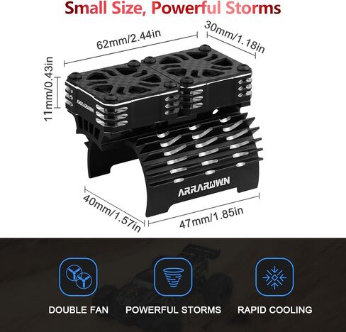 30mm RC Motor Cooling Fan with Motor Heatsink Bracket, Update Parts 28000RPM Twin Metal Cooling Fans for 1/8 1/7 Scale RC Car 4068 4092 4274 Brushless Motors (Diameter Size is 40-42mm) in Kuwait