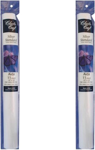 أنبوب ناعم من DMC Charles Craft Silver Label Aida 11 مقاس 15 بوصة × 18 بوصة، أبيض (عبوة من قطعتين) in Kuwait