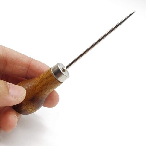 RONYOUNG 10PCS Wooden Handle Gourd Shape Scratch Awl Tool Pin Punching for Leather Pouch Hole DIY Handmade in Saudi Arabia