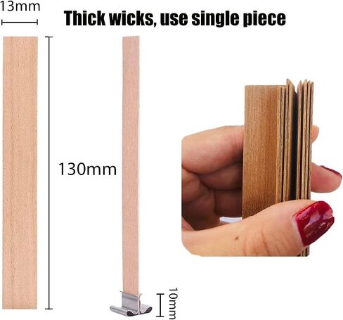 120 PCS Wooden Candle Wicks 1mm Thick Candle Making KIT, 50pcs Thick Wood Wicks Natural Candle Wood Wicks Stickers Wicks Clips Candle Cores for DIY Candle Making Craft… in Kuwait