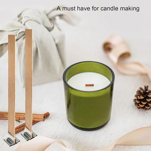 120 PCS Wooden Candle Wicks 1mm Thick Candle Making KIT, 50pcs Thick Wood Wicks Natural Candle Wood Wicks Stickers Wicks Clips Candle Cores for DIY Candle Making Craft… in Kuwait