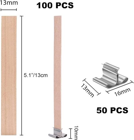 120 PCS Wooden Candle Wicks 1mm Thick Candle Making KIT, 50pcs Thick Wood Wicks Natural Candle Wood Wicks Stickers Wicks Clips Candle Cores for DIY Candle Making Craft… in Kuwait