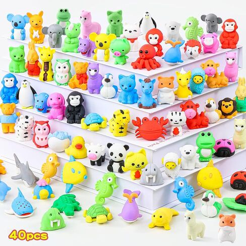 Kleeblatt 20PCS Assembled Animal Erasers for Kids Bulk, Puzzle Mini Fun Desk Pets for Kids Classroom, Treasure Box Prizes,Party Favors for Kids Goodie Bags, Back to School Gifts for Students in Kuwait