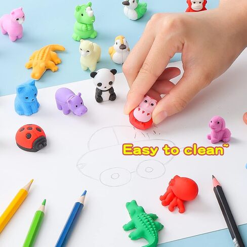 Kleeblatt 20PCS Assembled Animal Erasers for Kids Bulk, Puzzle Mini Fun Desk Pets for Kids Classroom, Treasure Box Prizes,Party Favors for Kids Goodie Bags, Back to School Gifts for Students in Kuwait