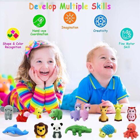 Kleeblatt 20PCS Assembled Animal Erasers for Kids Bulk, Puzzle Mini Fun Desk Pets for Kids Classroom, Treasure Box Prizes,Party Favors for Kids Goodie Bags, Back to School Gifts for Students in Kuwait