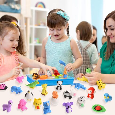 Kleeblatt 20PCS Assembled Animal Erasers for Kids Bulk, Puzzle Mini Fun Desk Pets for Kids Classroom, Treasure Box Prizes,Party Favors for Kids Goodie Bags, Back to School Gifts for Students in Kuwait