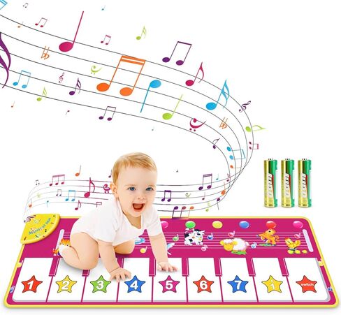 RenFox Musical Piano Mat, Toddlers Music Floor Keyboard Blanket Dance Mat with 8 Different Animal Sounds, Early Learning Educational Toys Gift for 1 2 3 4 Years Old Baby Boy Girl (Batteries Included) in Kuwait