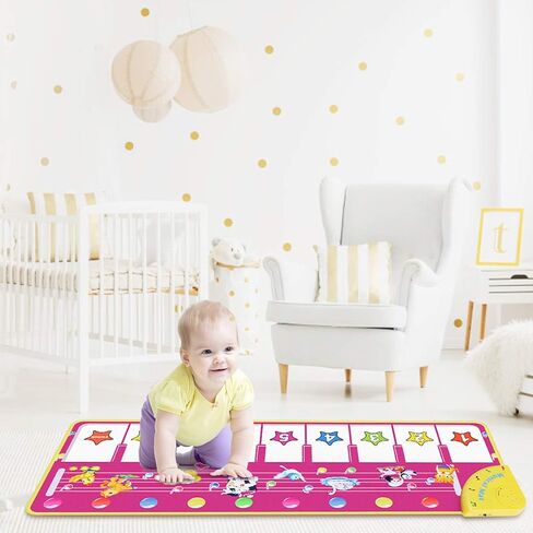RenFox Musical Piano Mat, Toddlers Music Floor Keyboard Blanket Dance Mat with 8 Different Animal Sounds, Early Learning Educational Toys Gift for 1 2 3 4 Years Old Baby Boy Girl (Batteries Included) in Kuwait