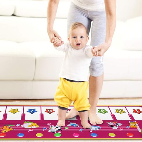 RenFox Musical Piano Mat, Toddlers Music Floor Keyboard Blanket Dance Mat with 8 Different Animal Sounds, Early Learning Educational Toys Gift for 1 2 3 4 Years Old Baby Boy Girl (Batteries Included) in Kuwait
