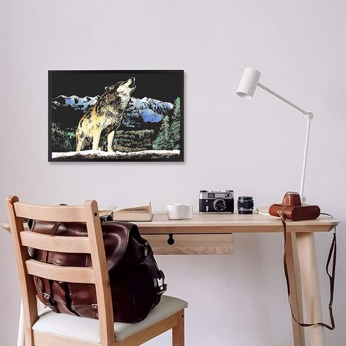 MIASTAR Scratch Art Animal Rainbow Painting Paper, Creative foil Scratch Art Toys Gift, Engraving Art & Craft Sets, DIY Sketch Card Scratchboard for Kids & Adults - 16'' x 11.2'' (Wolf/Lion) in Kuwait