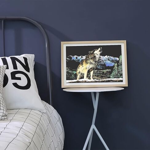 MIASTAR Scratch Art Animal Rainbow Painting Paper, Creative foil Scratch Art Toys Gift, Engraving Art & Craft Sets, DIY Sketch Card Scratchboard for Kids & Adults - 16'' x 11.2'' (Wolf/Lion) in Kuwait