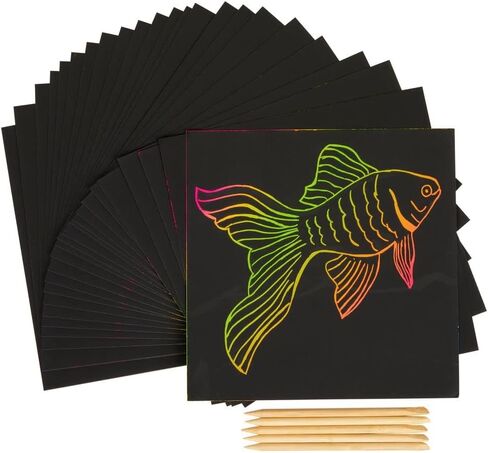 لوحات فنية للخدش من Colorations - 50 لوحة مع 10 أعواد in Saudi Arabia