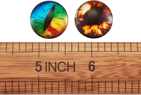 Beadthoven 90pcs 25mm Mixed Style Round Glass Dragon Eye Gem Cover Cabochon for Dome Jewelry Finding Cameo Pendent Doll Making in Kuwait