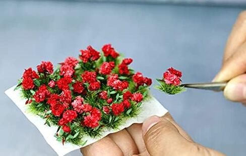 40 Pcs Flower Cluster Flower Vegetation Groups Grass Tufts Miniature Static Scenery Model for DIY Architecture Building Model Railway Train Diorama Garden Scenery Landscape Layout (White) in Saudi Arabia