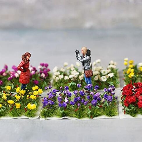40 Pcs Flower Cluster Flower Vegetation Groups Grass Tufts Miniature Static Scenery Model for DIY Architecture Building Model Railway Train Diorama Garden Scenery Landscape Layout (White) in Saudi Arabia