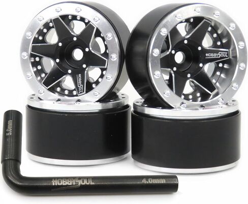 hobbysoul Adjustable Offset 1.0 Beadlock Wheels Rims, Negative Offset Heavy 1.0 Wheels 20.5g/Rim for RC Micro Crawler 1/18 TRX4M Axial SCX24 90081, (4-Pack) in Kuwait
